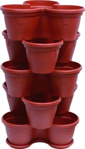 5x Blumentopf Säulentopf Pflanzturm Hochbeet mit Untersetzer stapelbar Kunststoff