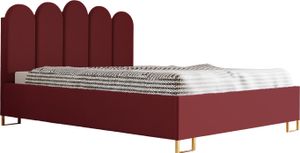 Schlafzimmer-Polsterbett MALAGA, Gepolstertem Kopfteil, Hochwertiger ELEMENT Polsterstoff, Bettkasten mit Gasdruckfeder, Komfortable Betthöhe 39 cm, 200x200 cm Kastanienbraun