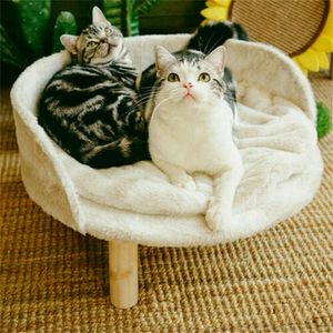 WISFOR Pohovka pro psy s měkkým potahem, pohovka pro kočky Dřevěné nohy Opěradlo, postel pro psy 41,5 × 32,8 cm