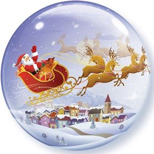 1 Bubbles Ballon Weihnachtsmann mit Schlitten und Rentiere 56 cm unaufgeblasen Ballongas geeignet