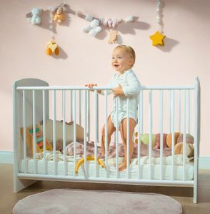 Alavya Home® Babybett STORM I 2 in 1 Kinderbett umbaubar zum Juniorbett Gitterbett 60x120 cm ohne Matratze