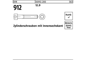 Zylinderschraube DIN 912 m.Innensechskant M 6 x 6 12.9