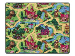 Primaflor Spielteppich CANDY TOWN - 160x200cm - Kinderteppich mit Straßen & Gebäuden - Rosa Straßenteppich für Mädchen