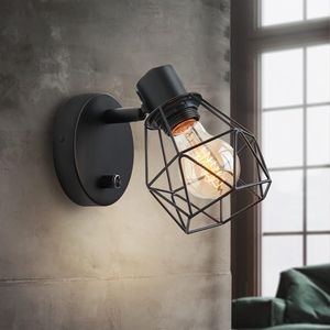 Wandleuchte, Metall Schwenkbar Wandlampe mit Dimmer-Ein-/Ausschalter, Retro Vintage Wandlampe, Industrial Wandbeleuchtung, inklusive Birne