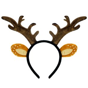 Oblique Unique Haarreifen Rentier Hirsch Reh Geweih Ohren Haarreif in Braun Kopfschmuck Accessoire für Weihnachten