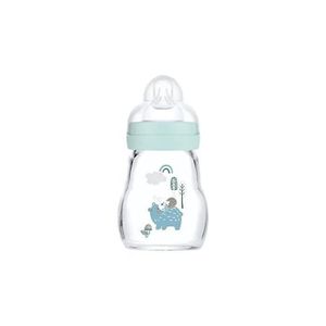 MAM Glass Babyflasche - 170ml - Blau - Trinksauger 1