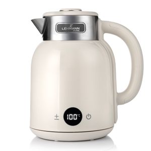 LEHMANN Elektrischer Wasserkocher mit Temperatureinstellung 1,5L, 2200W, Temperaturwahl 40-100°C, Warmhaltefunktion