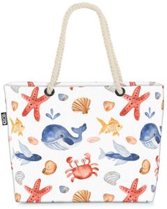 VOID Kleine Meeresbewohner Strandtasche Shopper 58x38x16cm 23L XXL Einkaufstasche Tasche Reisetasche Beach Bag