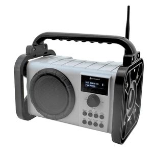 Soundmaster DAB80SG Baustellenradio Gartenradio Digitalradio DAB+ UKW-RDS Bluetooth Li-Ion Akku IP44 staub- und spritzwassergeschützt