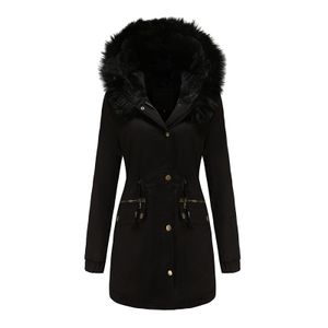 Damen Winter Warmer Mantel Mode Mit Kapuze Warme Jacke Windjacke Reißverschluss,Farbe:Schwarz,Größe:S