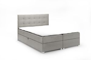 Modern Boxspringbett mit Matratze MILAN + Topper, mit Bettkasten, aus Webstoff für Schlafzimmer (Stoff: cover 83, Große: 160 cm)