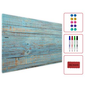 Tablica na magnesy na ścianę METALboards, niebieska deska retro 60x40 cm + zestaw akcesoriów GRATIS