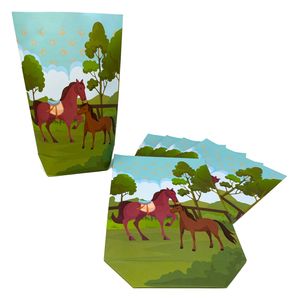 Oblique Unique 6 Pferde Geschenktüten Pferd Papiertüten für Kinder Geburtstag Pferde Party Einschulung Mitgebsel
