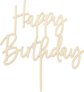 Cake Topper Happy Birthday Holz 16,5cm natur