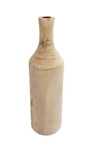 Design Holz Blumen Vase groß - natur / 46 cm - Holzvase XXL Flasche naturbelassen - Tischdeko Fensterdeko für Kunstpflanzen und Pampasgras