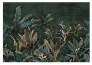 Vlies Fototapete Blätter Pflanzen Dschungel Vögel (254x184 cm - inkl. Kleister) Wohnzimmer Schlafzimmer Modern Vliestapete Tapete Wandtapete