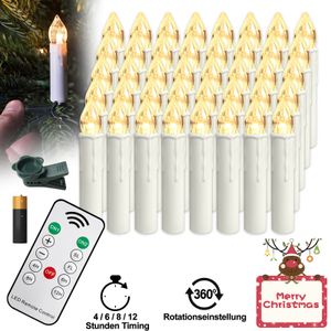 LZQ 40X Warmweiß Weinachten LED Kerzen Kabellose Weihnachtsbeleuchtung Flammenlose Lichterkette Weihnachtskerzen mit Batterie & Fernbedienung