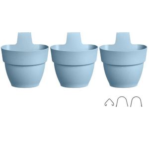ELHO - Blumentopf - Vibia Campana Foret Vertical Set/3 - Vintage Blue - Außenbalkon - L 17,1 x B 20,7 x H 29,7 cm