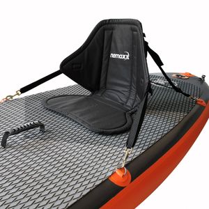 NEMAXX Komfort Sitz für SUP mit Sitz- und Rückenpolster Kissen - Stand Up Paddle Board Sitzauflage mit Sitztasche, Kajak- / Kanusitz - rutschfest, schwarz