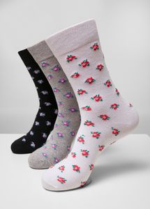 Urban Classics TB4232 | Recyklovaná priadza Flower Socks 3-Pack Ponožky - Farbe: grey+black+white - Größe: 39-42
