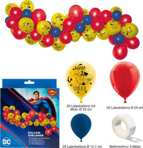 Ballongirlande Set Superman 60-tlg Ballonbogen Kindergeburtstag Ballons mit Band