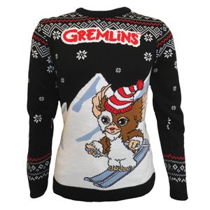 Gremlins - "Skiing" Pullover für Herren/Damen Uni - weihnachtliches Design HE678 (XL) (Schwarz/Weiß)