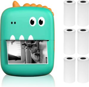 Mini drukarka termiczna, drukarka etykiet do tworzenia naklejek, natychmiastowa drukarka fotograficzna Bluetooth z 6 rolkami papieru 57 mm, iOS Android