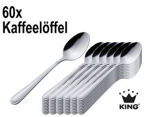 60tlg. KING® Kaffeelöffel-Set Cannes / Edelstahl 18/0 / Messerstahl / 60x Kaffeelöffel