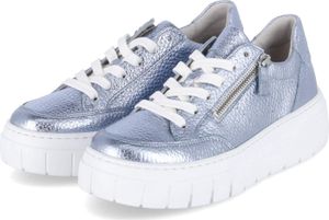Gabor Damen Low Sneaker Blau metallic Glattleder recycelt Größe: 38,5