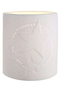 GILDE Lampe Ellipse  Drei Sterne - weiß - H. 20cm x B. 17cm