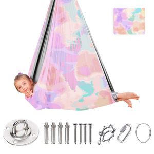 (230 x 150 cm, pevná verze) Vnitřní nebo venkovní houpačka Sensory Swing for Kids - vnitřní terapeutická houpačka pro děti, kojence a dospělé s 360° otočným elastickým pásem