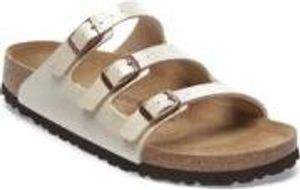 Birkenstock 1029818 Damen Tieffußbett Pantolette Florida Graceful Pearl White, Beige, Gr. 42