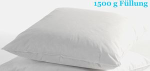Feder-Kopfkissen "Trautesheim" Federkissen in 80x80cm mit 1500g -Gänsefedern-Füllung - Bezug 100% Baumwolle in weiß - KEIN LEBEND-RUPF