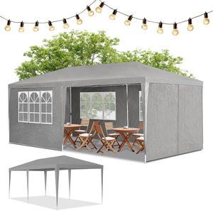 Juskys Partyzelt 3x6 m Grau mit Dach & Seitenwänden - 18 m² Sonnenschutz Outdoor