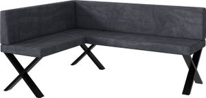 MEBLINI Eckbank für Esszimmer - Küchenbank - Essecke - Sitzecke Küche - TONI - X-Beine 128x168x87cm Links - Dunkelgrau Samt