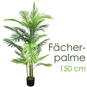 Künstliche Palme groß Kunstpalme Kunstpflanze Palme künstlich wie echt Plastikpflanze Auswahl Dekoration Deko Decovego, Auswahl Palme Pflanze:Palme Modell 8 (Fächerpalme 150 cm)