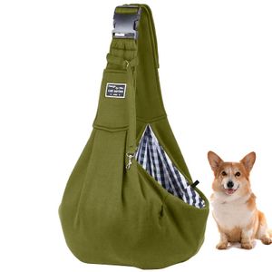 Pet štěně nosič taška kočky venkovní cestování pes Metro autobus rameno Crossbody taška bavlna Comfort jeden prak kabelka Tote Bag, barva, armádní zelená