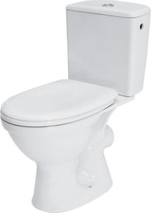 CERSANIT Stand- WC Toilette Keramik Komplett Set mit Spülkasten WC- Sitz aus Polypropylen , für Waagerechten Abgang Wasseranschluss