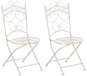 CLP Stühle Indra handgefertigte Gartenstühle aus Eisen, Farbe:antik-creme