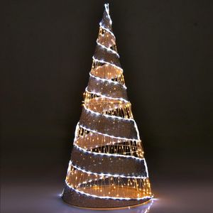 COSTWAY 155 cm LED Weihnachtsbaum Kegelform, Lichterbaum mit Lichterkette, 300 warmweißen und 250 kaltweißen LEDs, beleuchtete Weihnachtsdeko, Spiral Tannenbaum innen außen, klappbar, Metall