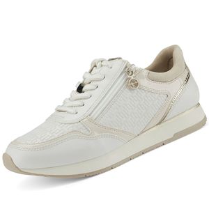 Tamaris damskie sznurowane sneakersy z patentowym zamkiem 1-23603-20, rozmiar:37 EU, kolor:Biały