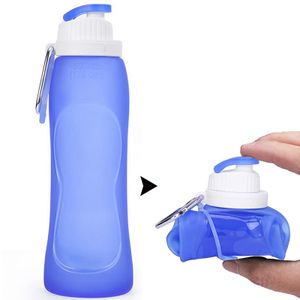 Silikon Faltbare Trinkflasche Wasserflasche, Tragbare Wasserflasche mit Auslaufsicherem Design, 500ML, Flasche für Sport, Schlafsack Camping