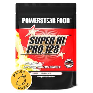 Powerstar SUPER HI PRO 128 | Mehrkomponenten Protein-Pulver 1kg | Höchste Biologische Wertigkeit | Protein-Shake zum Muskelaufbau | Mango