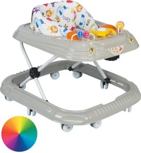 Lauflernhilfe für Kinder ab 6 Monate mit Spielzeug 10 Universalrädern Höhenverstellbar Gehfrei Baby Walker Lauflernwagen Grau