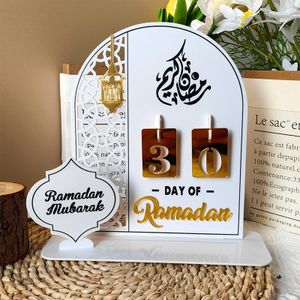 winterbeauy Ramadan Kalender, Rustikaler 30 Tage Countdown,Ramadan Adventskalender Eid aus Acryl, Elegante Mubarak Ramadan Deko(Weiß)