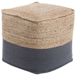 BELIANI Pouf Dunkelgrau/Beige Jute/Baumwolle Quadrat Boho-Stil