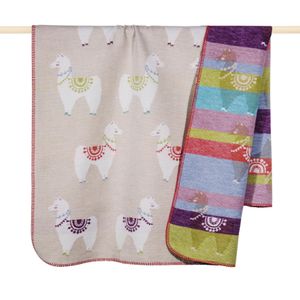 PAD Baby Decke LAMA multi | Kinderdecke, Kuscheldecke mit Lamas | Baumwolle | 2 Größen, PAD Größe:75 x 100