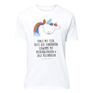 Mr. & Mrs. Panda Größe S T-Shirt Uni Einhorn Pegasus - Weiß - Geschenk, Glitzer, Realität, Erwachsenwerden, Einhorn Deko, Unicorn, Rundhals