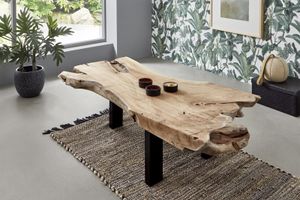 Couchtisch Beistelltisch massiv Teakholz naturbelassen 110x60x35 cm schwarz IBIZA