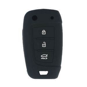 INF Silikonový kryt na klíče od auta se třemi tlačítky Černá 7 x 4 x 2 cm Hyundai New Santa Fe, ix35, Elantra, LA FESTA and ENCINO